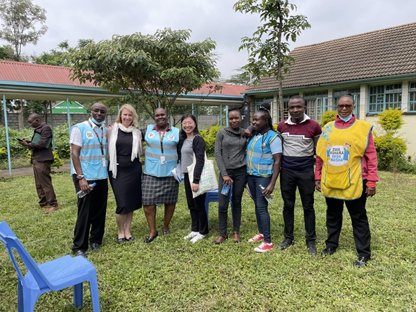 Group of people in medical volunteer vests